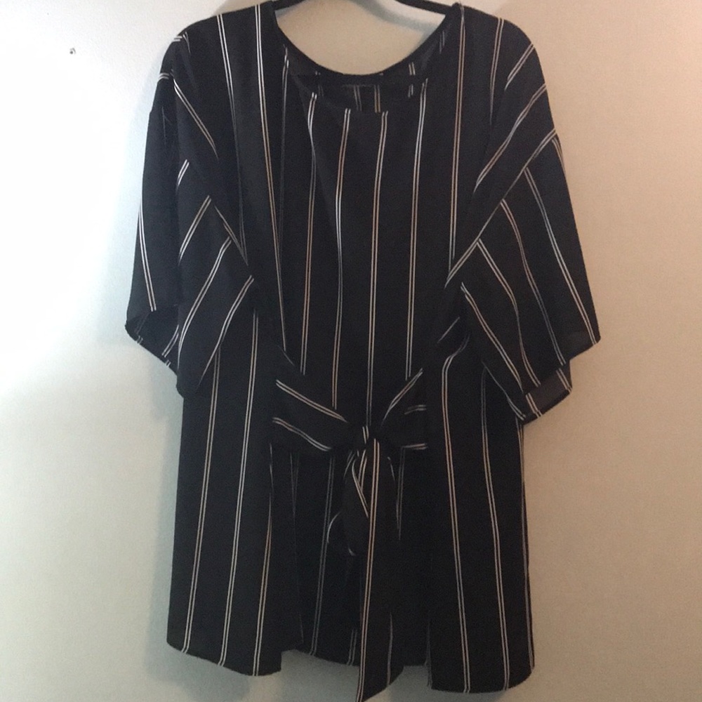 Black and White Striped Blouse